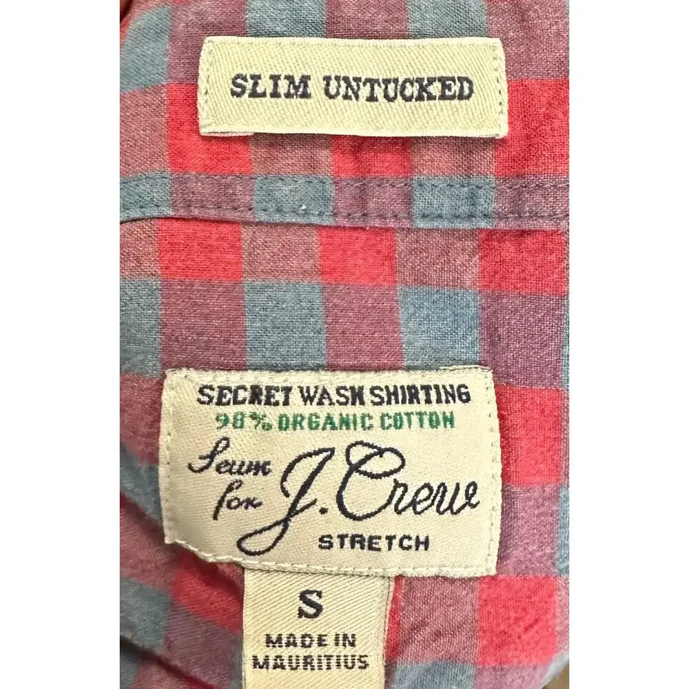 J. Crew Slim Untucked Stretch Secret Wash Shirt Seashore Red AA431 Size S